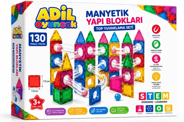 BALL RUN PARKUR OYUNU – 130 PARÇA MANYETIK 3D YAPI BLOKLARI
